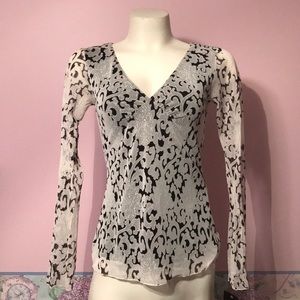NWT Black and white lace floral blouse